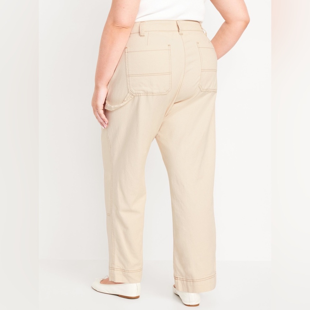 NWT Old Navy Women's Tan Beige Utility high Waisted Pants Trousers 14 - Picture 5 of 10